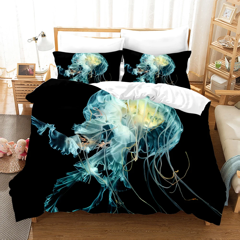3D Jellyfish Super clear printing bedding set Duvet Covers Pillowcases comforter bedding sets bedclothes bed linen bedclothes