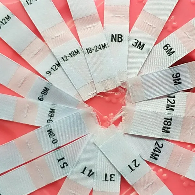 White Polyester Cloth Size Label Baby Clothing Woven Tags Nb 0 3m 3