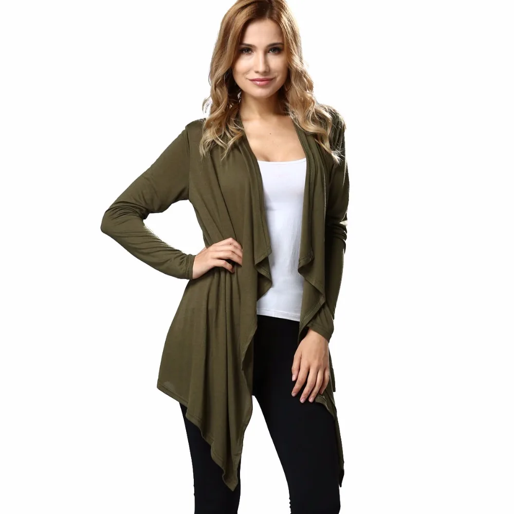 

Autumn Women's Drape Front Open Cardigan Long Sleeve Irregular Hem Thin Loose Jacket Coat Lightweight Knit Cardigan Outwear
