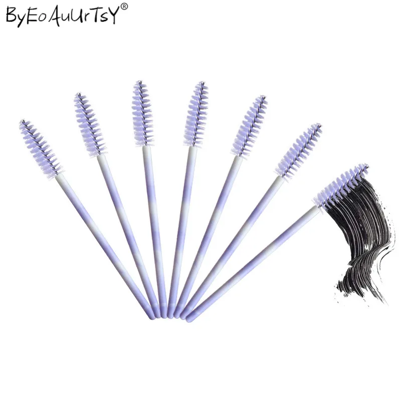100pcs Disposable Mascara Wands Applicator Spoolers Eye Lashes Cosmetic Brush Eyelash Brushes Makeup Brushes Light Purple        (4)