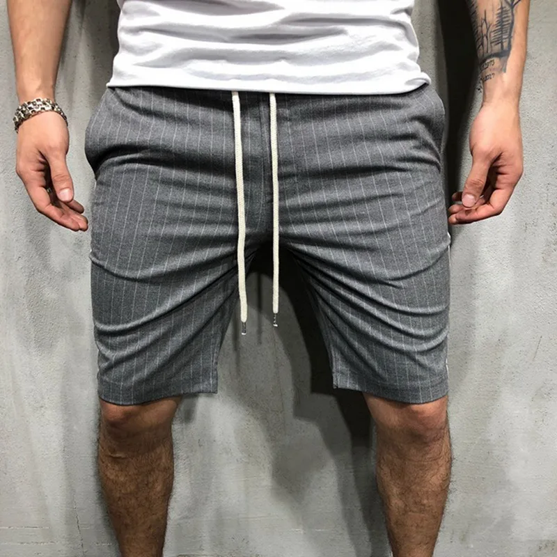 

Litthing Men Casual Joggers Striped Patchwork Pocket Drawstring Short Pants Short Homme Pantalones Cortos Hombre Mens Shorts New