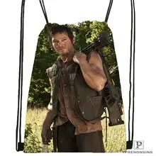 Пользовательские Дэрил-Диксон-Ходьба-Dead Drawstring сумка-рюкзак милый рюкзак дети сумка(черный сзади) 31x40 см#180611-01-41