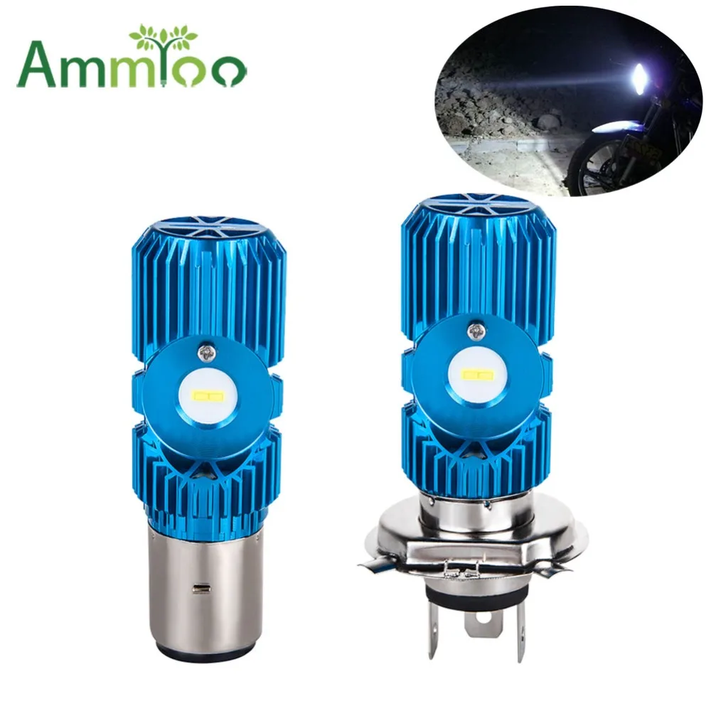 Лампы AmmToo H4 BA20D HS1 для мотоцикла лампы передних фар 2400LM 6000K 20W Led электрическая