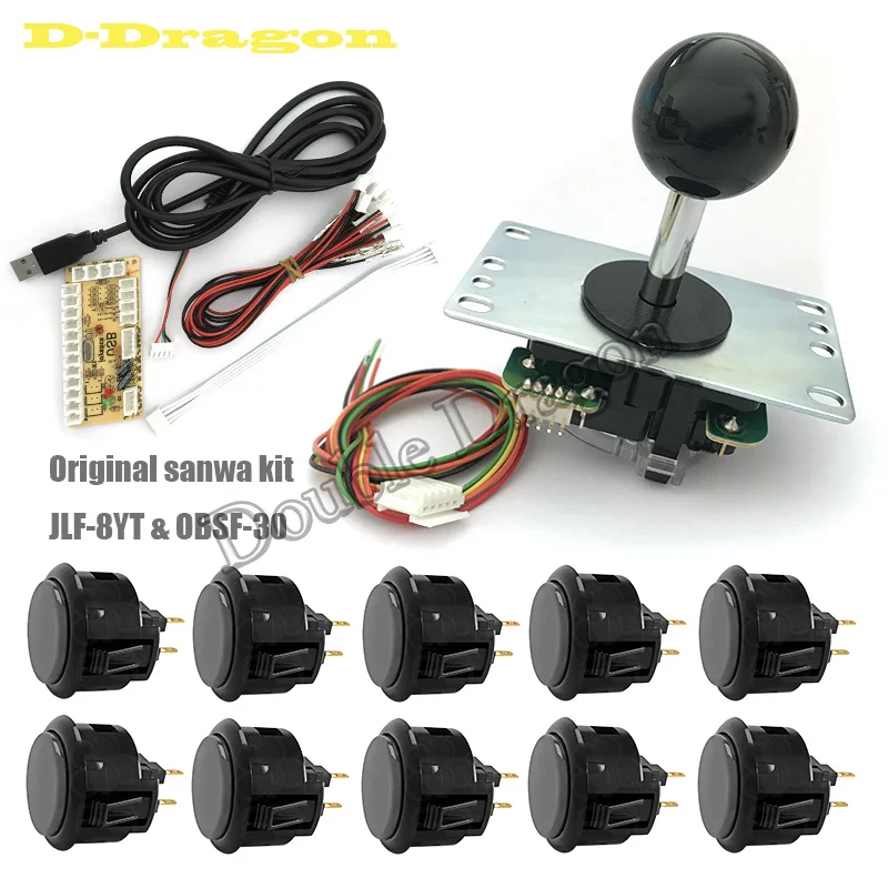 

JLF-8YT sanwa Joystick DIY Kit Zero Delay Arcade DIY USB Encoder To PC Sanwa Joystick Original OBSF-30 Sanwa Push Buttons Mame