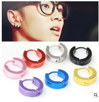 

ea816 Men and women Punk Buckle alloy Ear Earrings Hypoallergenic without Titanium Jewelry Geometric circle earring 1pcs