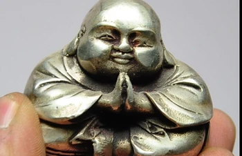 

decoration bronze factory outlets Tibet Silver Chinese Buddhism Silver Seat Buddhist Monk Bonze Bless Pray buddha Statue