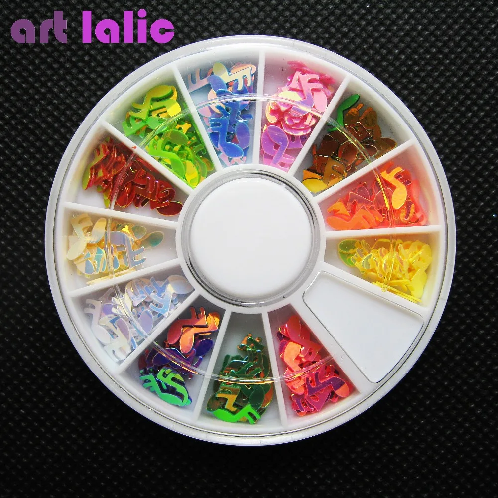 

cute slice musical note 3d nail art tip decals decorations for nails diy round box 12 colors EQ1518