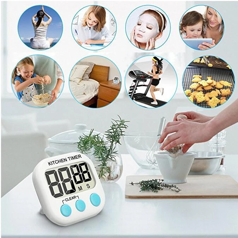 

1Pc Digital Timer New Magnetic LCD Digital Kitchen Countdown Timer Alarm Stand Kitchen Timer Practical Cooking Timer Alarm Clock