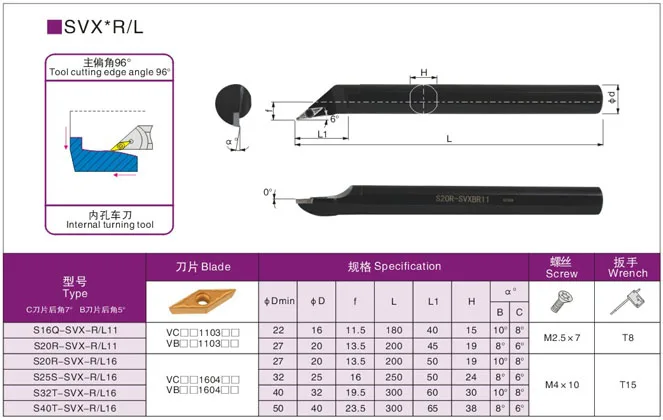 S20R/S25S/S32T/S40T-SVXCR16/SVXCL16 держатели внутренних токарных инструментов CNC токарный