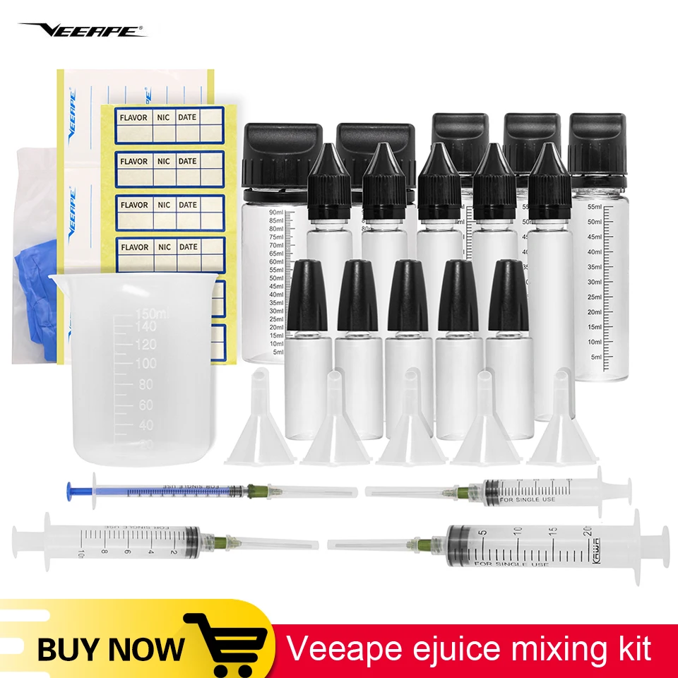 

Original Veeape ejuice mixing kit dropper bottle 15ML 30ML 60ML 100ML vape eliquid bottles with syringe measuring glass funnel