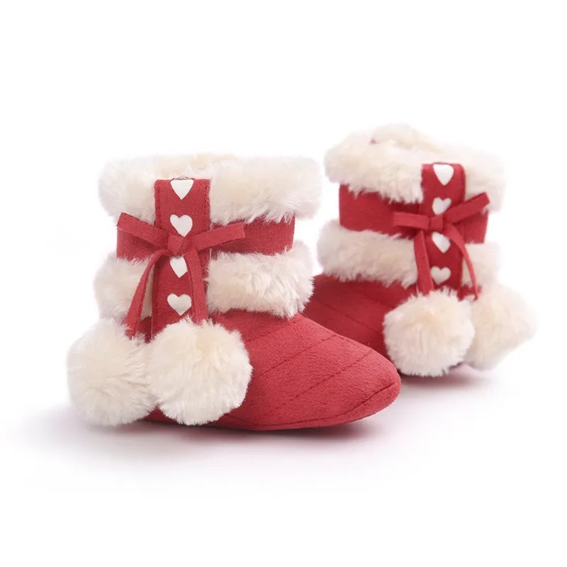 Теплая зимняя обувь для маленьких девочек младенческие сапоги для снега новорожденных Нескользящие Первые ходунки пинетки - Цвет: Snow Boots