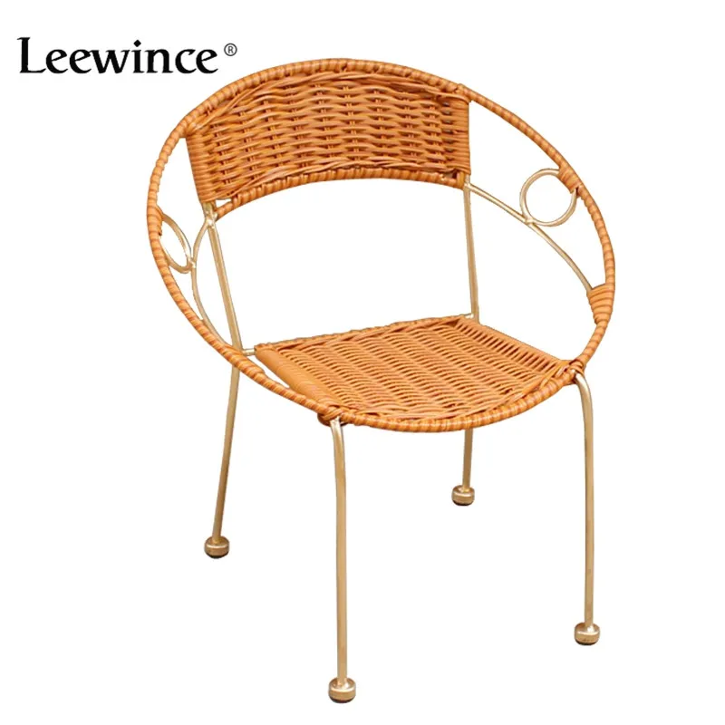 

Leewince Furniture Rattan Indoor-Outdoor Restaurant Stack Small Chair Armchair All Weather Outdoor Patio Garden Chairs
