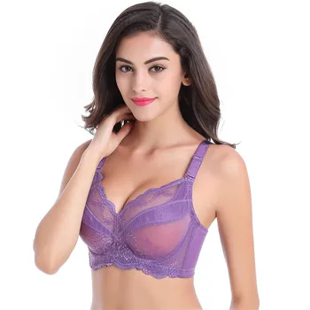 

Varsbaby summer ultra-thin breathable sexy lace underwear bra large size cup BCDEFGH plus size for ladies