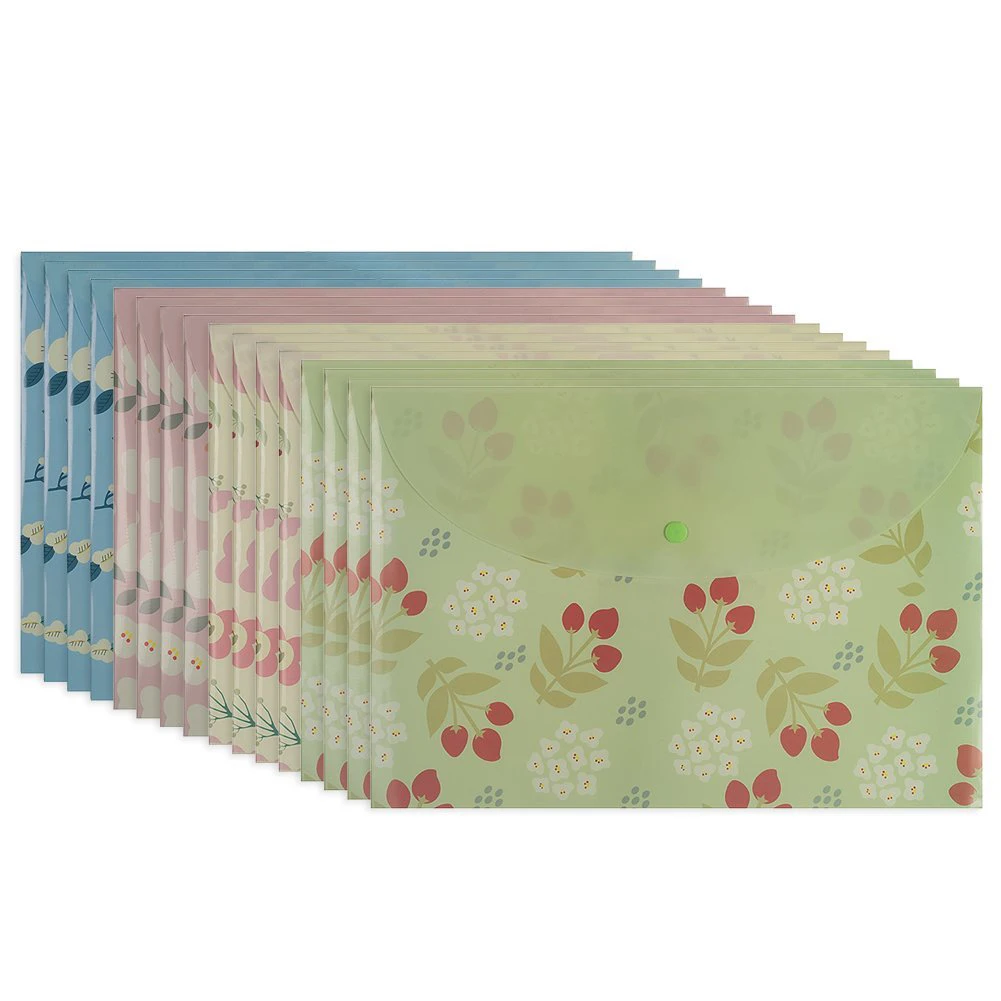 

Affordable Floral Document Folder with Snap Button,Pack of 16(Blue,Pink,Beige,Green)