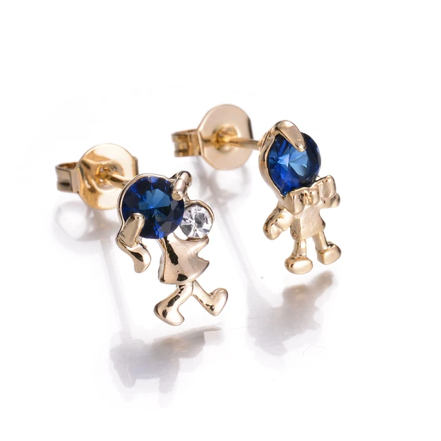 Small Cz Diamond Earrings For Women Yellow Gold Plated Cute Figure Small Cz Diamond Earrings For Women Yellow Gold Plated Cute Figure Stud Costume Jewelry Las