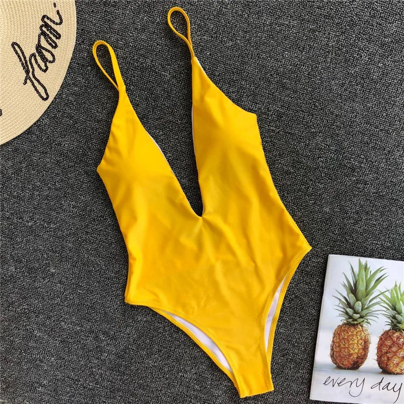 

Bikini 2019 Swimsuit Swimming Suit For Women Yellow Sexy Bathing Suit Women One Piece Swimsuit Summer Swimwear