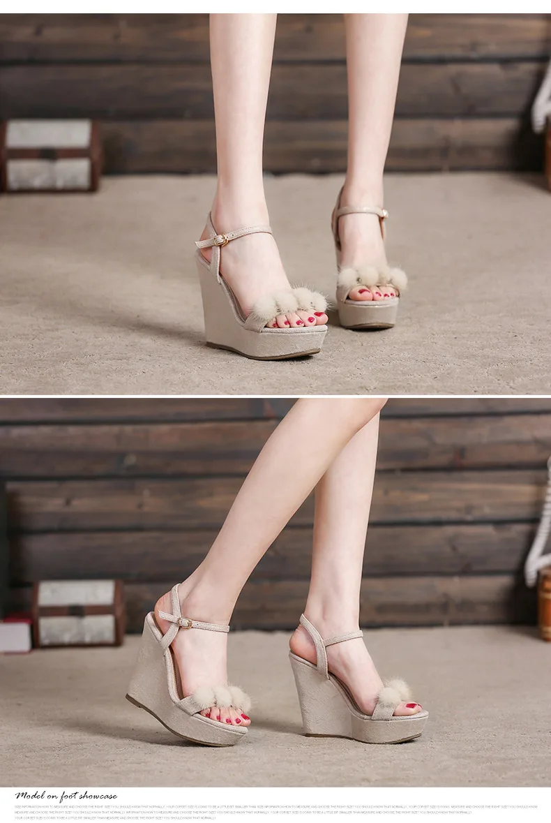 14_2019 Summer Fashion Womens Wedge Sandals Female Retro High Heeled Platform Rhinestone Shoes Online
