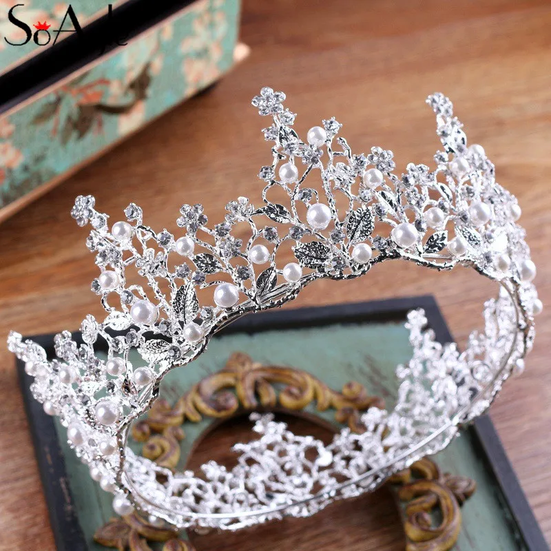 

SoAyle Gorgeous Metal Wedding Accessory Bridal Head-wear Tiara Crown Luxury White Head Band Hair Accessories