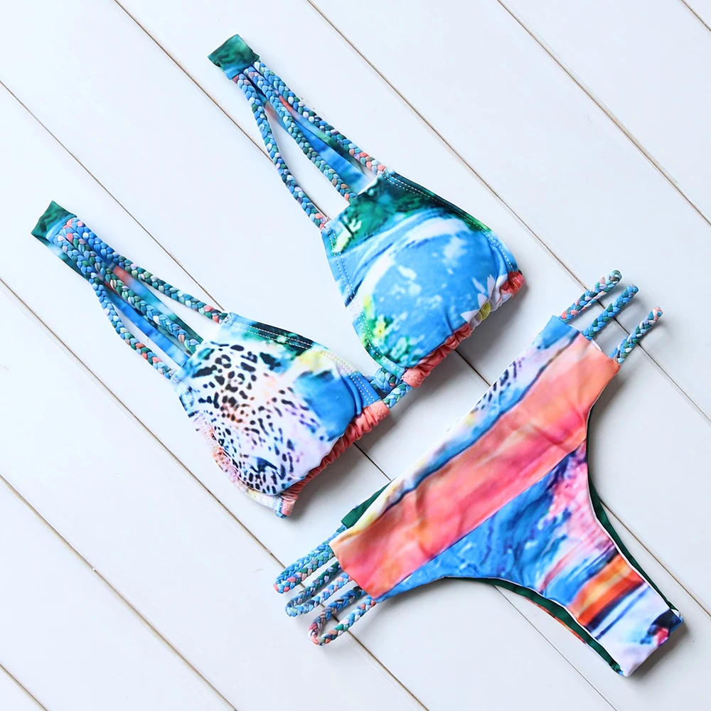 

Brazilian Bikinis 2018 Swimwear Women Halter Bandage Swimsuit Bathing Suits Push Up Bikini Set Biquini Women's Swimming Suit