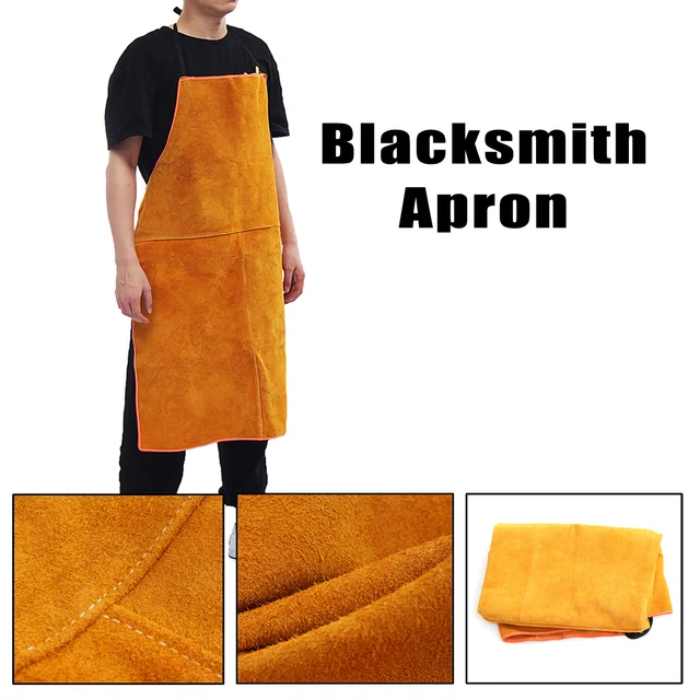 Blacksmith Apron Full Cowhide Leather Electric Welding Apron Bib Yellow Electric welding Safety Clothing