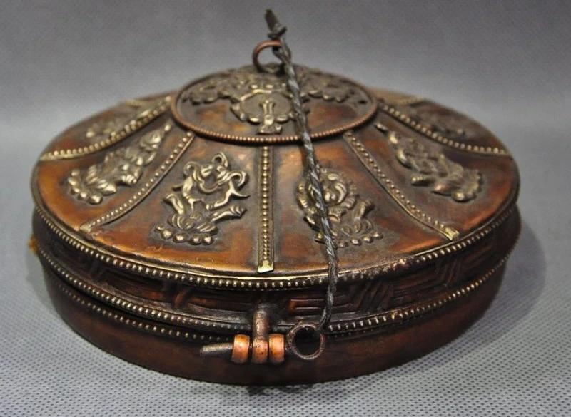 

Old Tibet Buddhism Gilt Bronze 8 treasure Praying prayer Rattles Pray Bells SetA