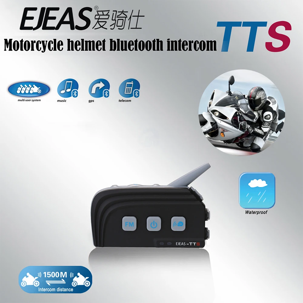 EJEAS 1 шт. Casco Ejeas TTS Dual BT Интерком мотоциклетная гарнитура для переговорного