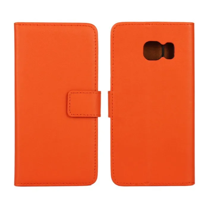 Высококачественный чехол-книжка из натуральной кожи для Samsung Galaxy S6 Edge G9250 чехол с подставкой для книг, стильная сумка для телефона - Цвет: Оранжевый