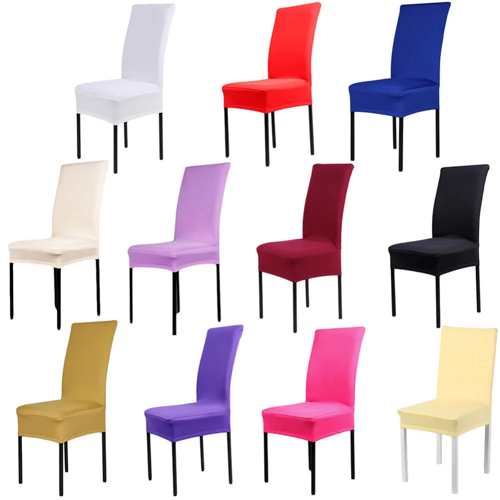 Polyester Spandex Dining Chair Full Covers For Wedding Party Home Solid Color 