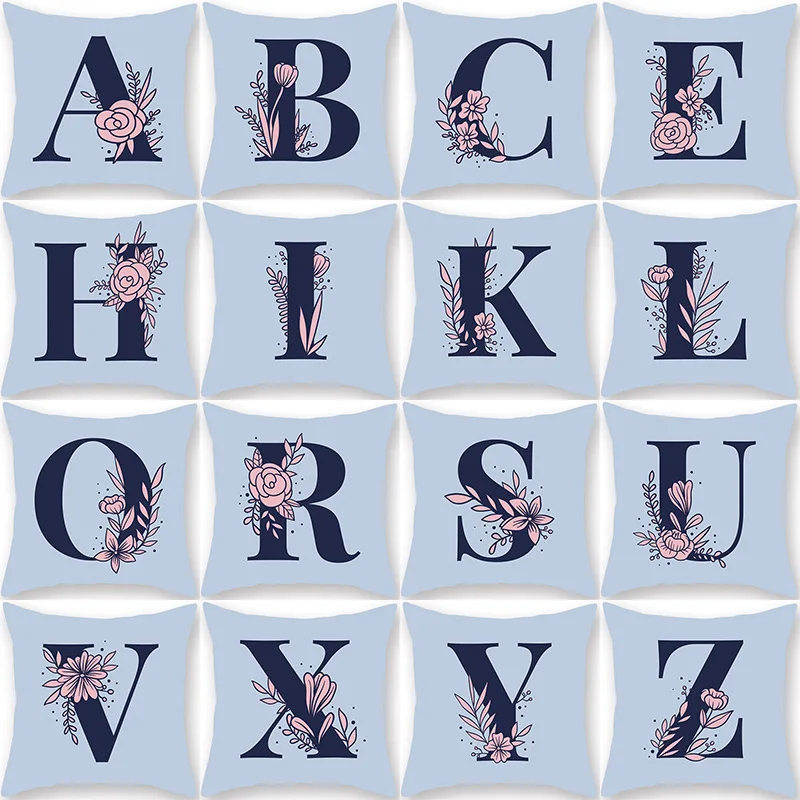 

Pillow Cover For Room Necessary 1PC English Alphabet Letter Pillow 44x44cm Flower Pillowcase Home items 1piece