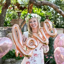 1pcs 108x65cm Romantic Wedding red rose gold Link LOVE Letter Balloon wedding Party Valentine s Day