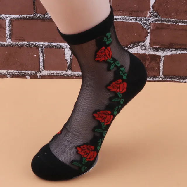 1 пара = кружевные носки из 2 предметов пикантные весенне-летние носки-лодочки с хрустальными шелковыми ушами пшеницы женские носки высокого качества - Цвет: Красный