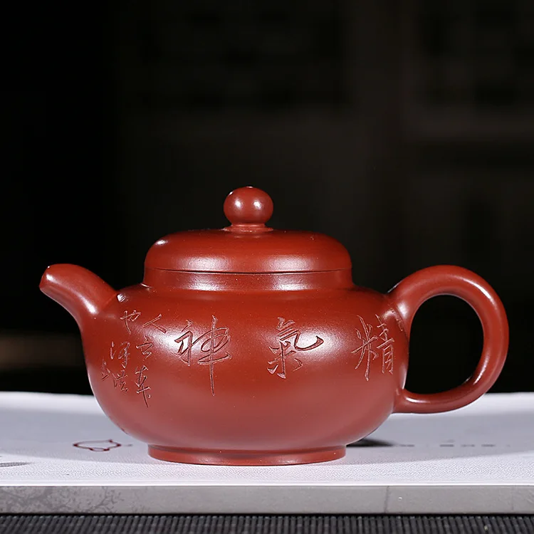 

Dark-red Enameled Pottery Teapot Full Manual Famous Fan Zi Hong Energy Bright Red Robe Kungfu Online Teapot Tea Set Wholesale