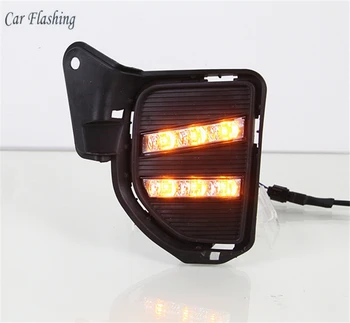 

Yellow Signal style Relay Waterproof Car DRL 12V LED Daytime Running Light Fog Lamp Hole 1set For Toyota Hiace 2014 2015 2016
