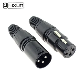 

EClyxun 2pcs XLR 3Pin Audio Cable Connector MIC 3P Male Plug Female Jack Black Microphone Docking Plugs ( Nickel-plated Pin )