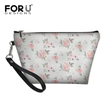 

FORUDESIGNS Indy Bloom Pink Plush Florals Cosmetic Bag Women Travel Organizer Necessary Beauty Makeup Pouch Toiletry Wash Bags