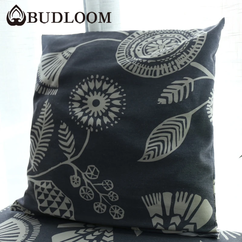 

Budloom blue gray poly cotton cushions cover square rectangle floral pillows covers American pillowcase fashion home decor