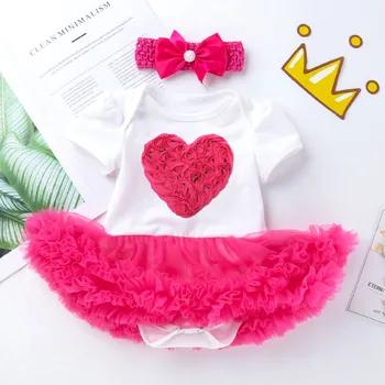 

Children Baby Girls Birthday Outfits Dresses 1st First Birthday Party Costume Romper +Headband Christening Tutu Dress 2Pcs Suit