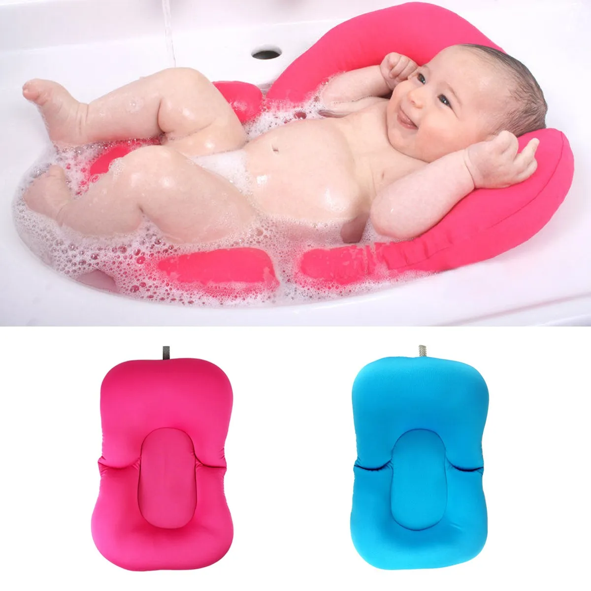 Infant Newborn Baby Bath Tub Pillow Pad Lounger Air Cushion Floating Soft Seat bathtub support