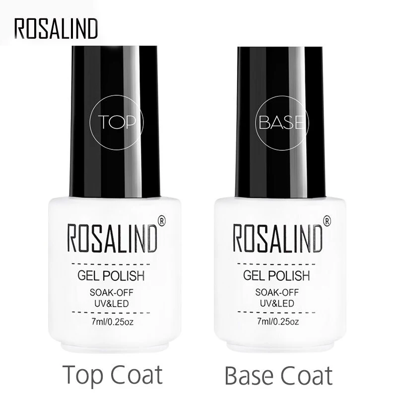 

ROSALIND 7ml Base Coat & Top Coat Set Gel Nail Polish Soak Off Long Lasting UV LED Nail Gel Lacquer Foundation For Manicure
