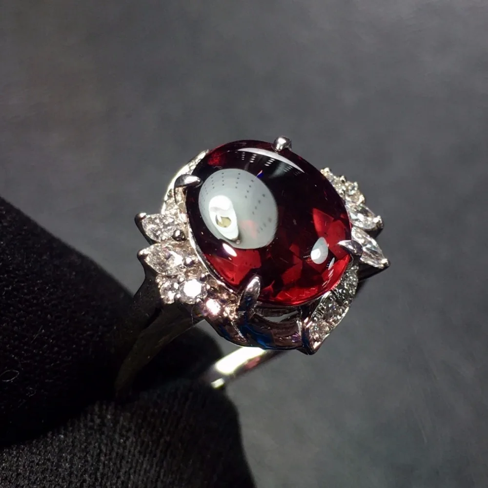 

Fine Jewelry Real Pt900 Platinum Gold 100% Natural Red Garnet Gemstone 4.501ct Female's Rings for Women's Fine Rings