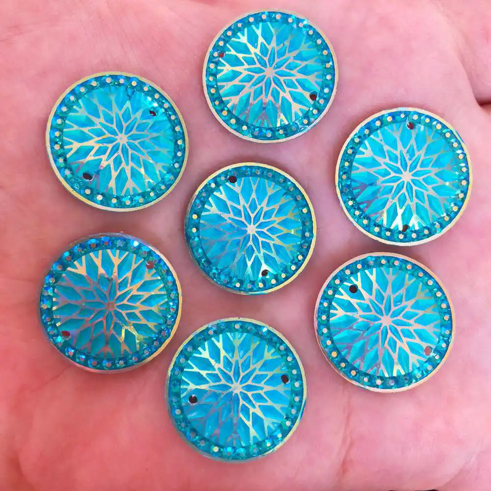 Hot DIY 10pcs AB Resin 20mm Round Flatback Snow Rhinestone Wedding 2 Hole Button Ornaments R617 | Дом и сад