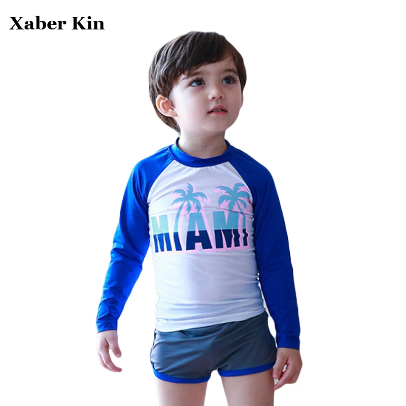 Boys Two Pieces Swimsuit Long Sleeve Bathing Suit Beach Wear Swimwear