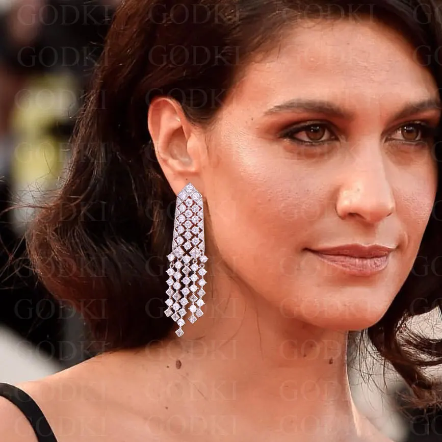 GODKI бренд кисточки падение полный микро инкрустация кубическим цирконием женские свадебные обручение серьги ювелирные изделия зависимости