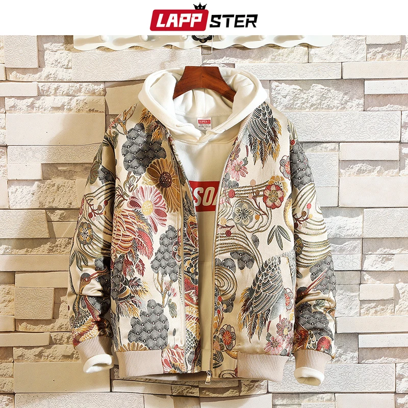 

LAPPSTER Men Embroidery Bomber Jackets Coats 2019 Streetwear Men Autumn Hip Hop Fashions Jacket Windbreaker Designer Jackets 5XL