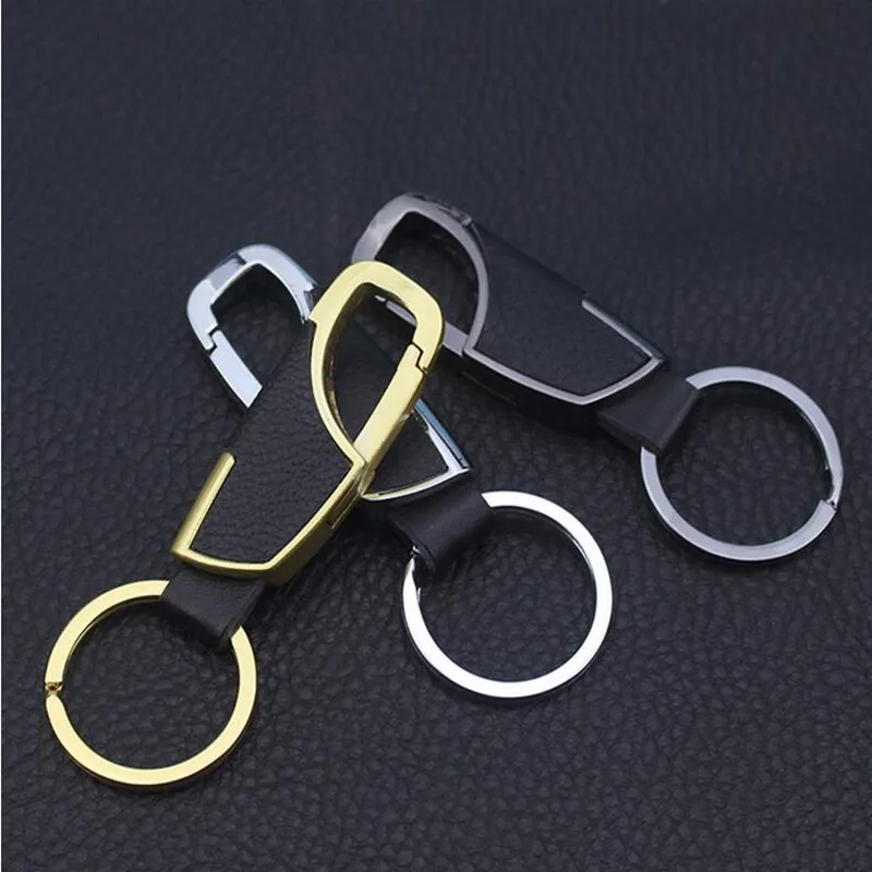 Business Men Genuine Leather Key Chain Metal Car Key Ring