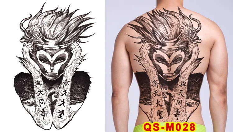 Тату в этническом стиле, Готическая татуировка для мальчиков, полная спина, Большая татуировка, наклейки на тело, временные татуировки для мужчин, сексуальные поддельные тату, большая вода - Цвет: M28