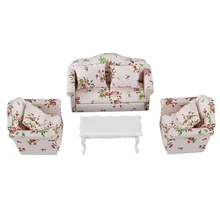4Pcs/1:12 Doll House Diy Hall Sofa Set Miniature Doll House Living Room Sofa Doll Decoration Toy Children’s Toy Miniature Home