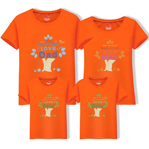 Семейные комплекты; одежда для мамы и дочки; одежда для папы и сына; одежда для малышей; Одинаковая одежда для всей семьи; футболки с рисунками из мультфильмов - Цвет: Оранжевый