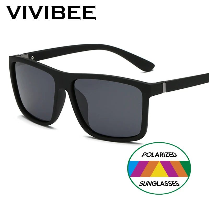 VIVIBEE прямоугольные поляризованные мужские солнцезащитные очки, поляризационные Красные линзы, Винтажные Солнцезащитные очки для вождения, для женщин, UV400, трендовые очки