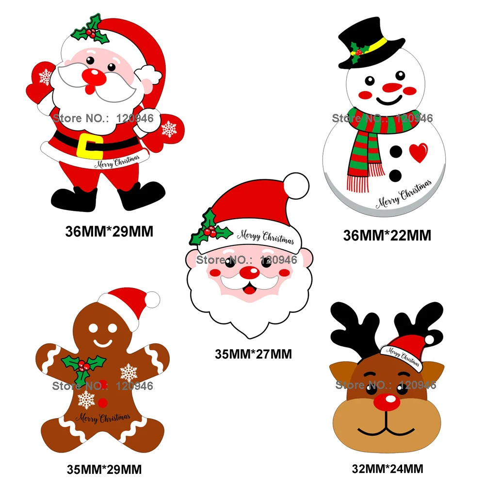 

50pcs Mixed Merry Christmas Flatback Resin Santa Claus Snowman Deer Black Planar Resin DIY Craft For Home Decoration Accessories